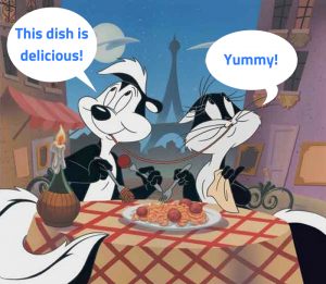 Petit montage par LinguiLD pour exprimer l'utilisation du terme "delicious" avec Pépé et Penelope