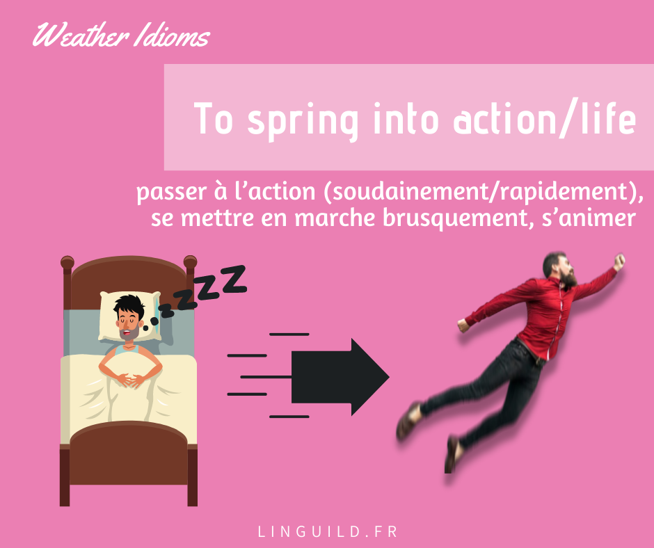 expression anglaise courante : to spring into action/life